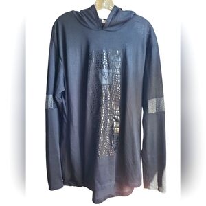 New Black Mesh Detail Hoodie for a tall person